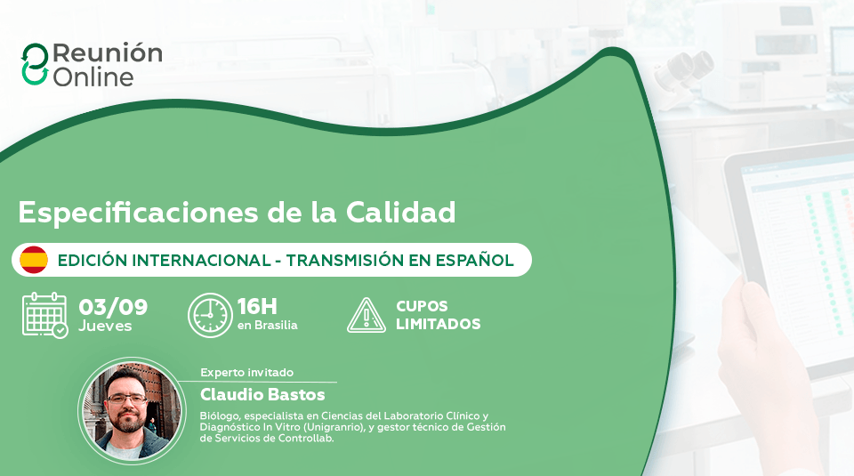 Reunión Online Internacional y gratuita sobre Especificaciones de la Calidad en la práctica del laboratorio